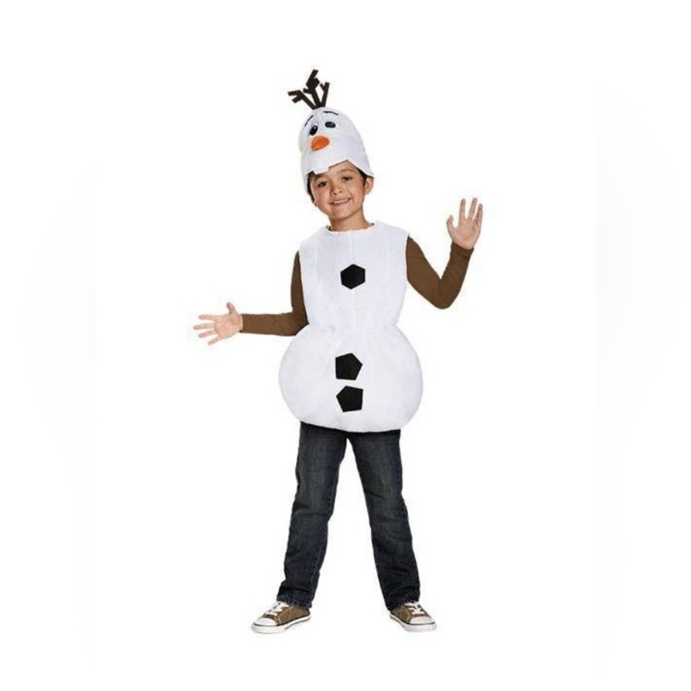 Disguise Olaf Snowman Costume White with Black and Brown Accents